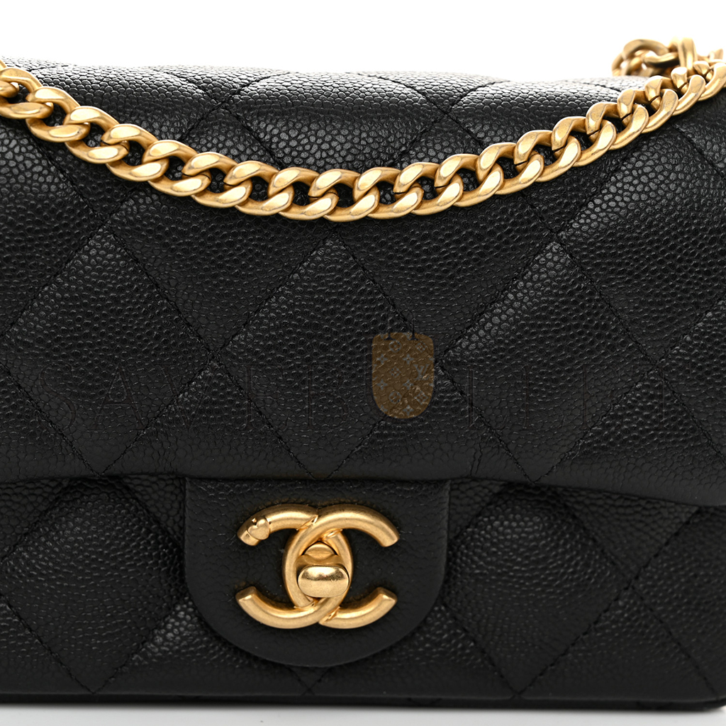 Ch*el master 23p heart adjustable chain mini flap bag in black caviar (19*13*5cm)